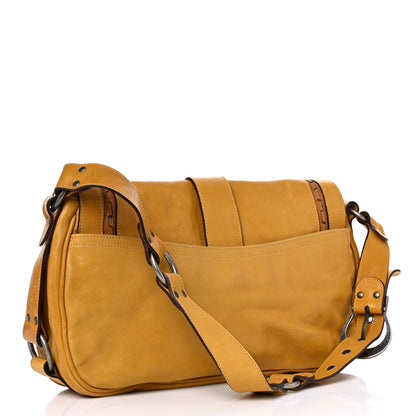 Christian Dior Calfskin Medium Gaucho Double Saddle Bag Yellow 2 of 26