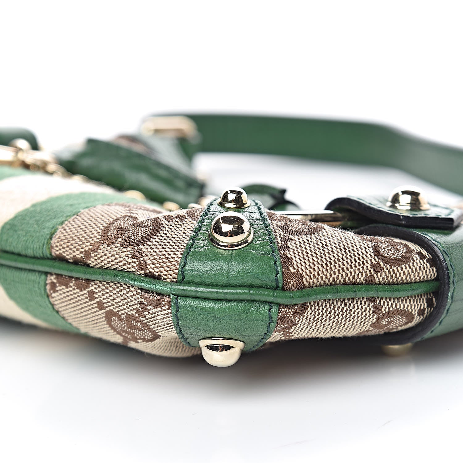Gucci Monogram Web Horsebit Small Shoulder Bag Green 10 of 10