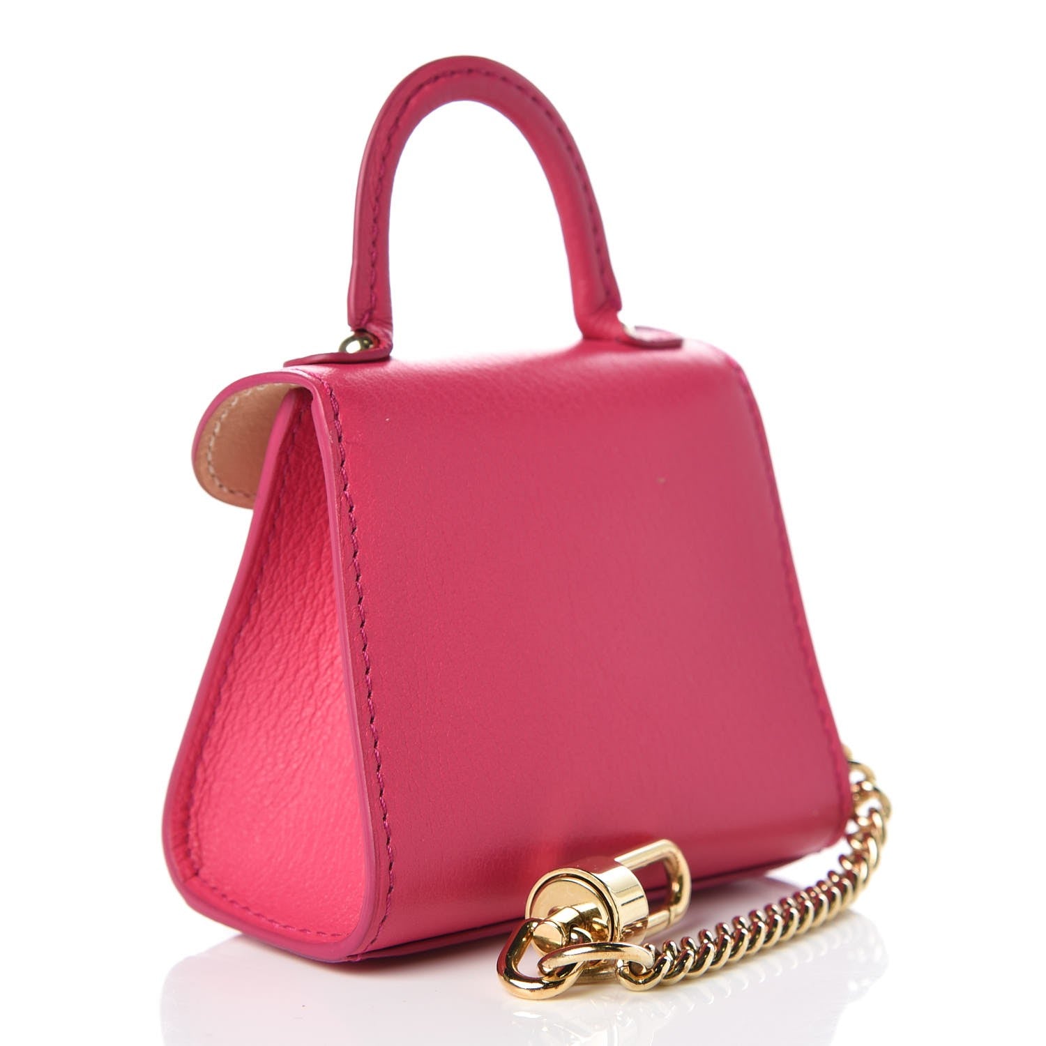 Delvaux Calfskin Mini Brillant Bag Charm Rose Indien 3 of 6