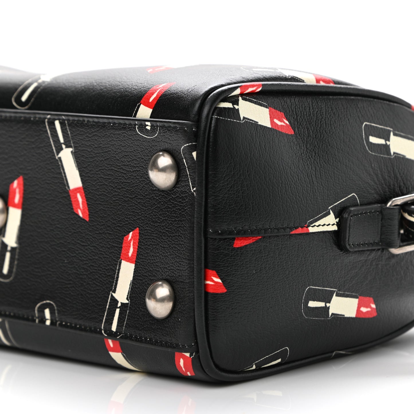Calfskin Lipstick Print Classic Baby Duffle Black