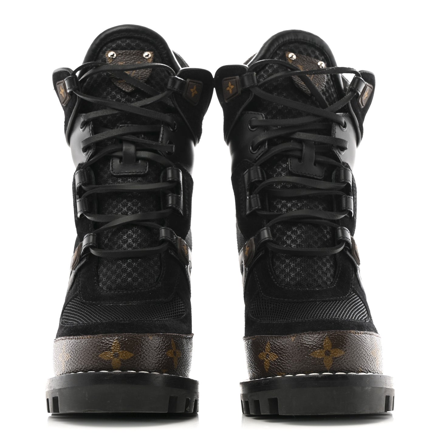Suede Calfskin Monogram Star Trail Ankle Boots 37 Black
