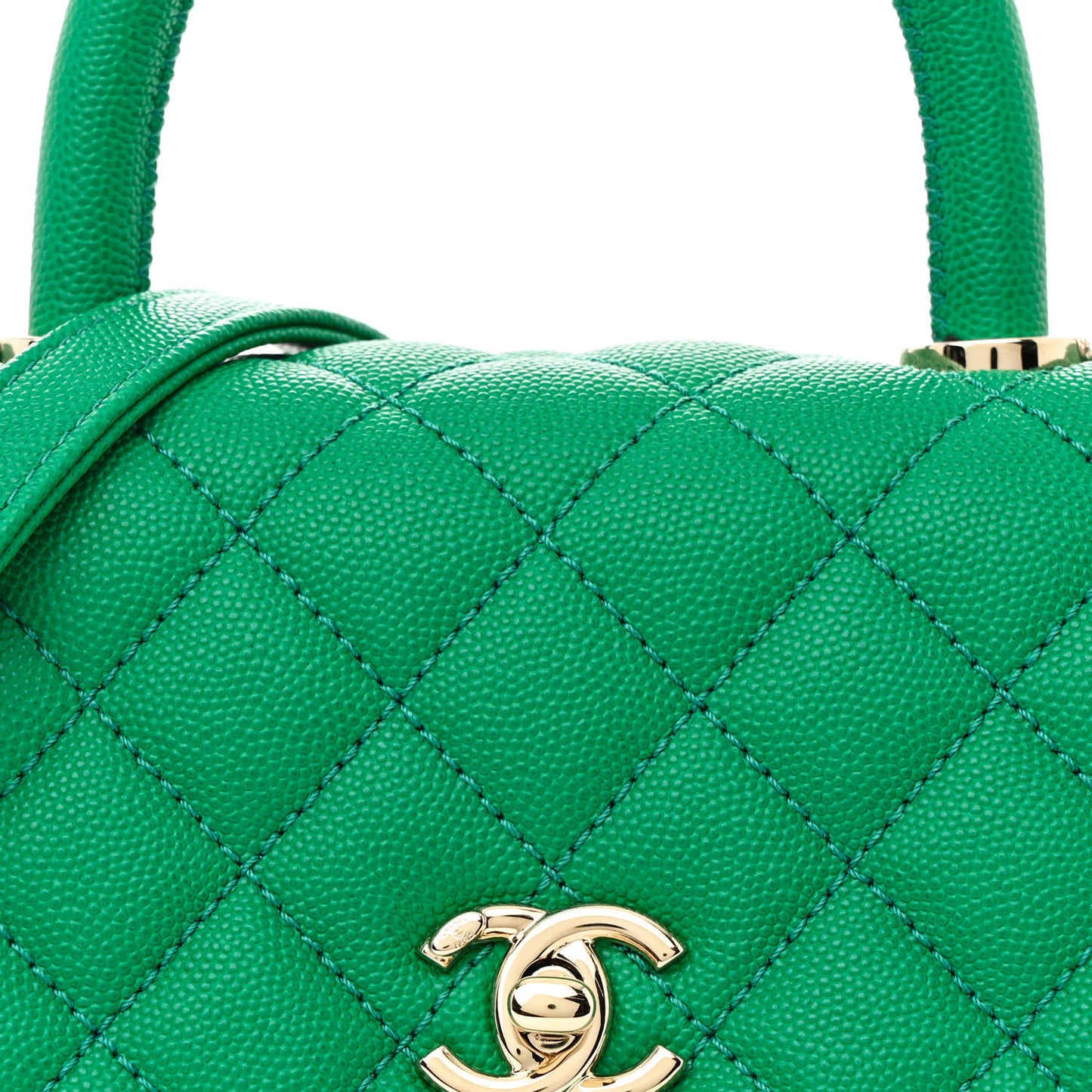 Caviar Quilted Mini Coco Handle Flap Green