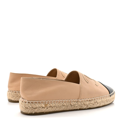 Chanel Lambskin CC Espadrilles 38 Beige Black 5 of 12