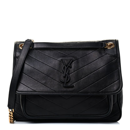 Saint Laurent Lambskin Matelasse Monogram Medium Niki Chain Satchel Black 1 of 8