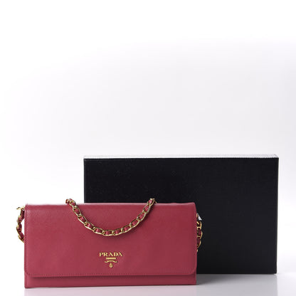 Prada Saffiano Metal Oro Chain Wallet Peonia 10 of 10