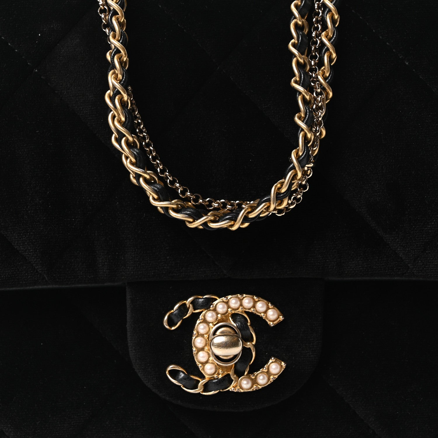 Chanel Velvet Quilted Crush On Chains Flap Bag Black 8 of 10