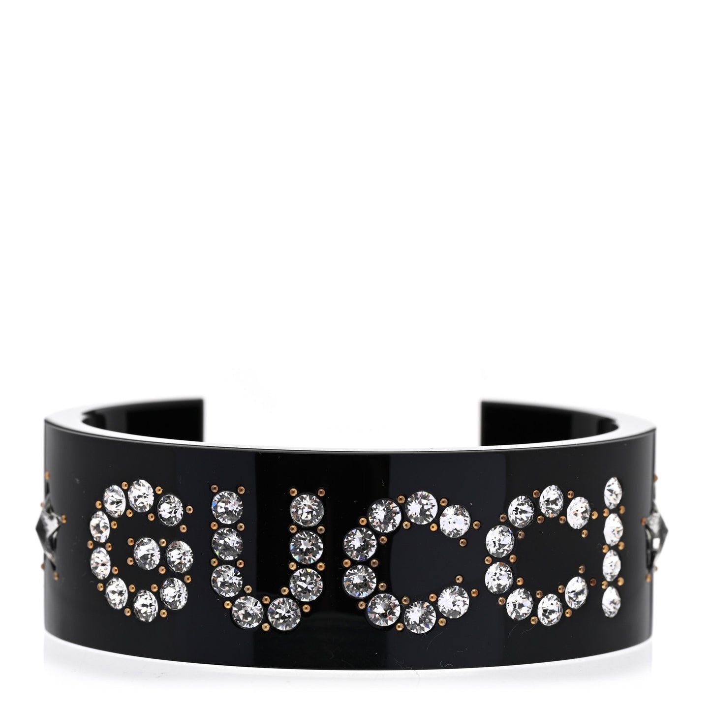 Resin Crystal Cuff Bracelet S Black