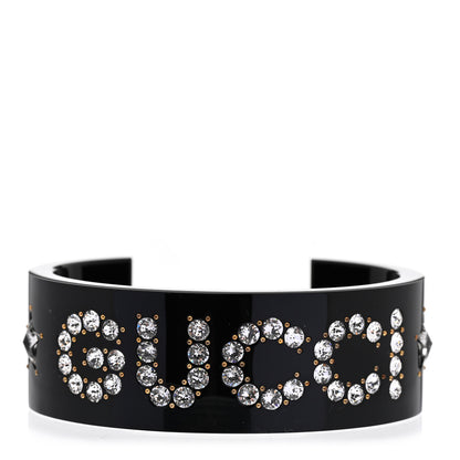 Gucci Resin Crystal Cuff Bracelet S Black 1 of 6