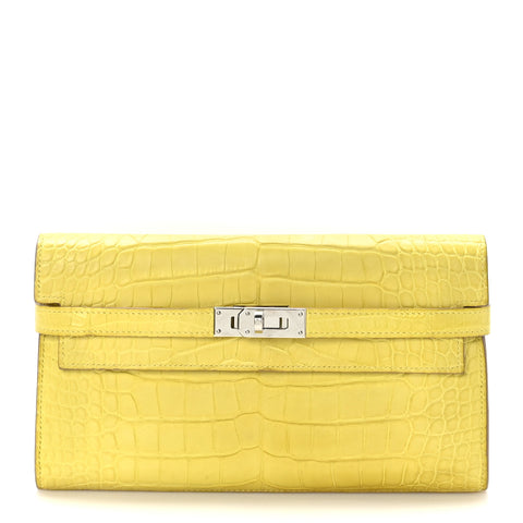 Matte Alligator Kelly Longue Wallet Mimosa