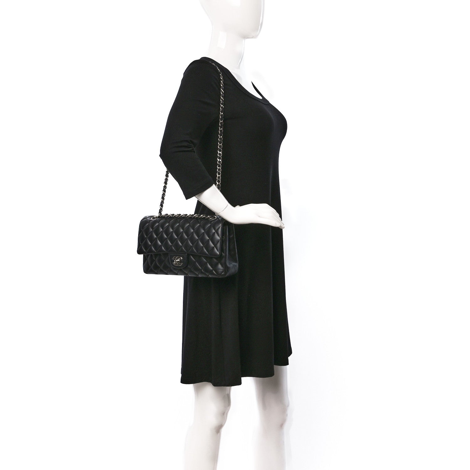 Chanel Lambskin Quilted Medium Double Flap Black 2 of 14