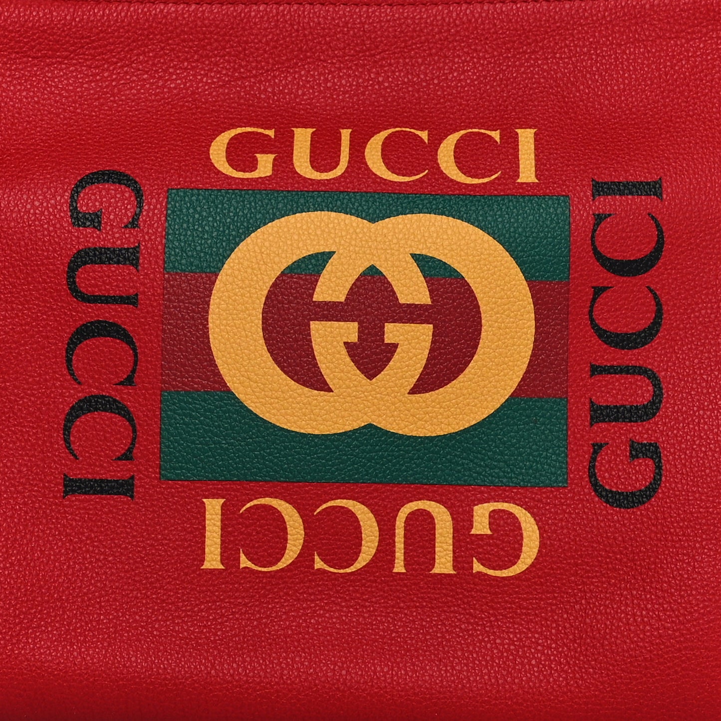Pebbled Calfskin Medium Logo Portfolio Clutch Hibiscus Red