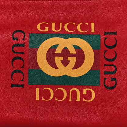 Gucci Pebbled Calfskin Medium Logo Portfolio Clutch Hibiscus Red 9 of 11