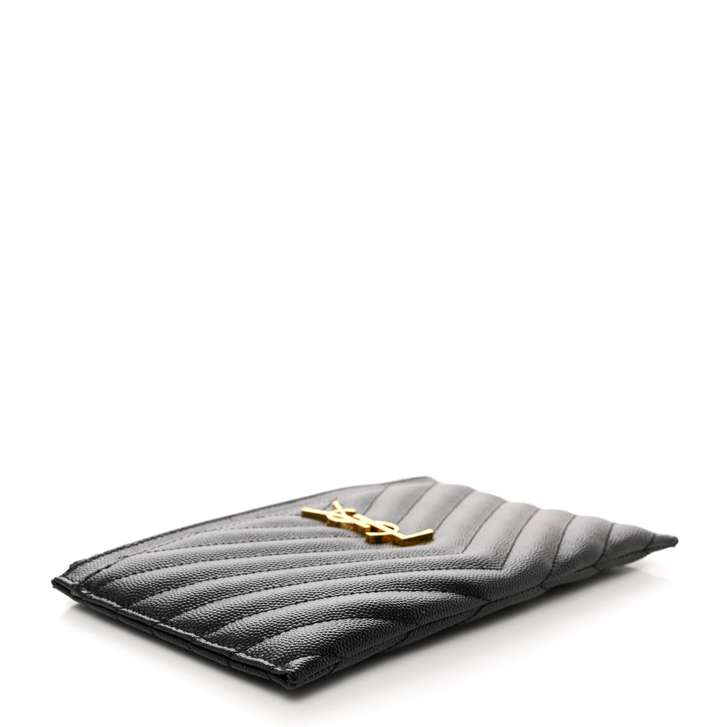 Saint Laurent Grain De Poudre Chevron Monogram Bill Pouch Black 5 of 8
