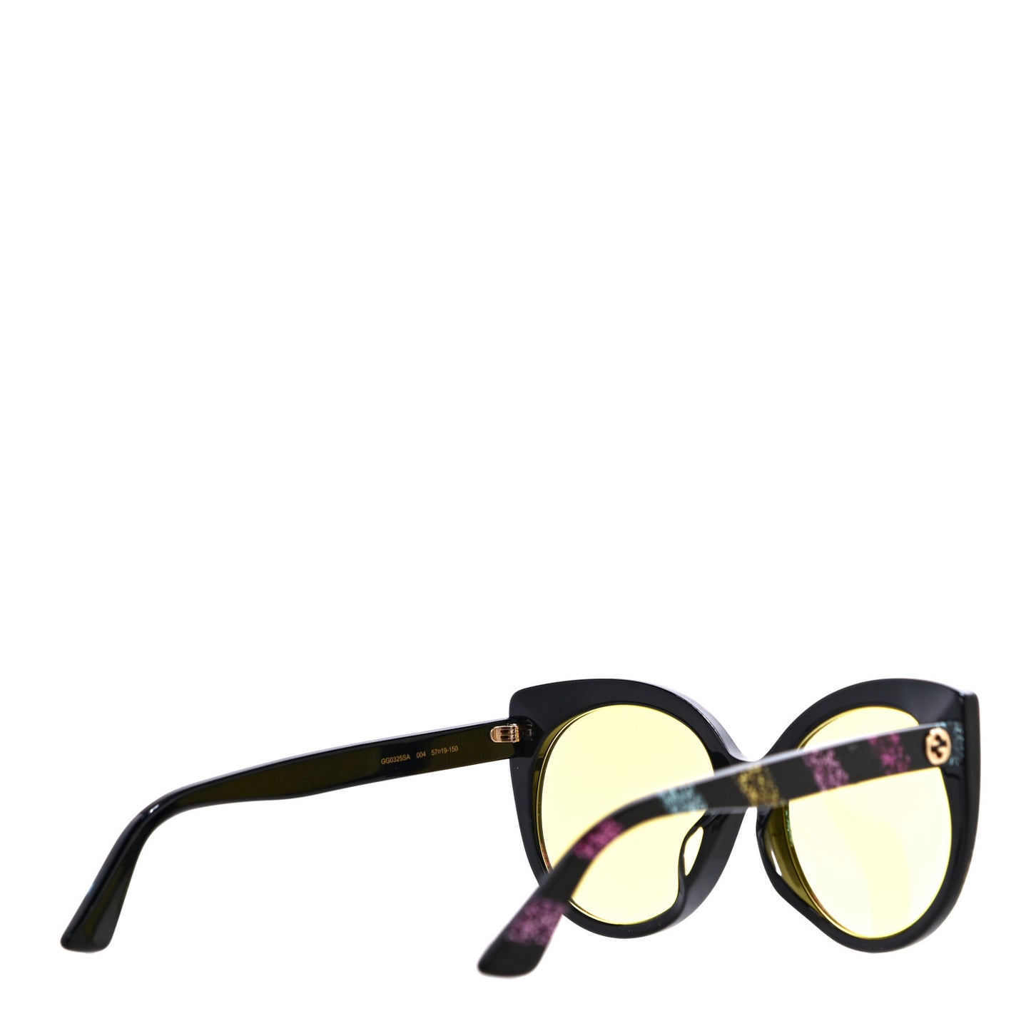 Glitter Acetate Cat Eye Sunglasses GG0325SA Black Yellow