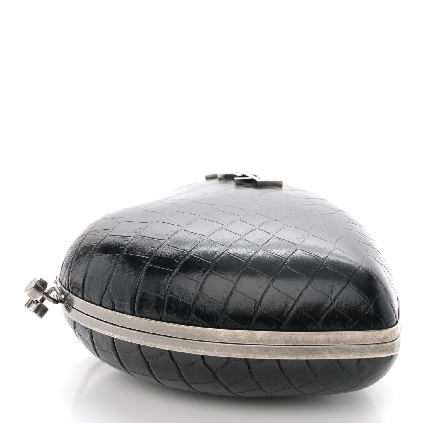 Calfskin Crocodile Embossed Monogram Love Box Bag Black