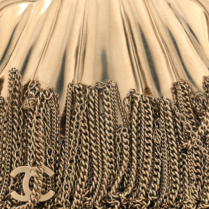 Chanel Metal Seashell Kiss Lock CC Chain Fringe Minaudiere Clutch Gold 8 of 11