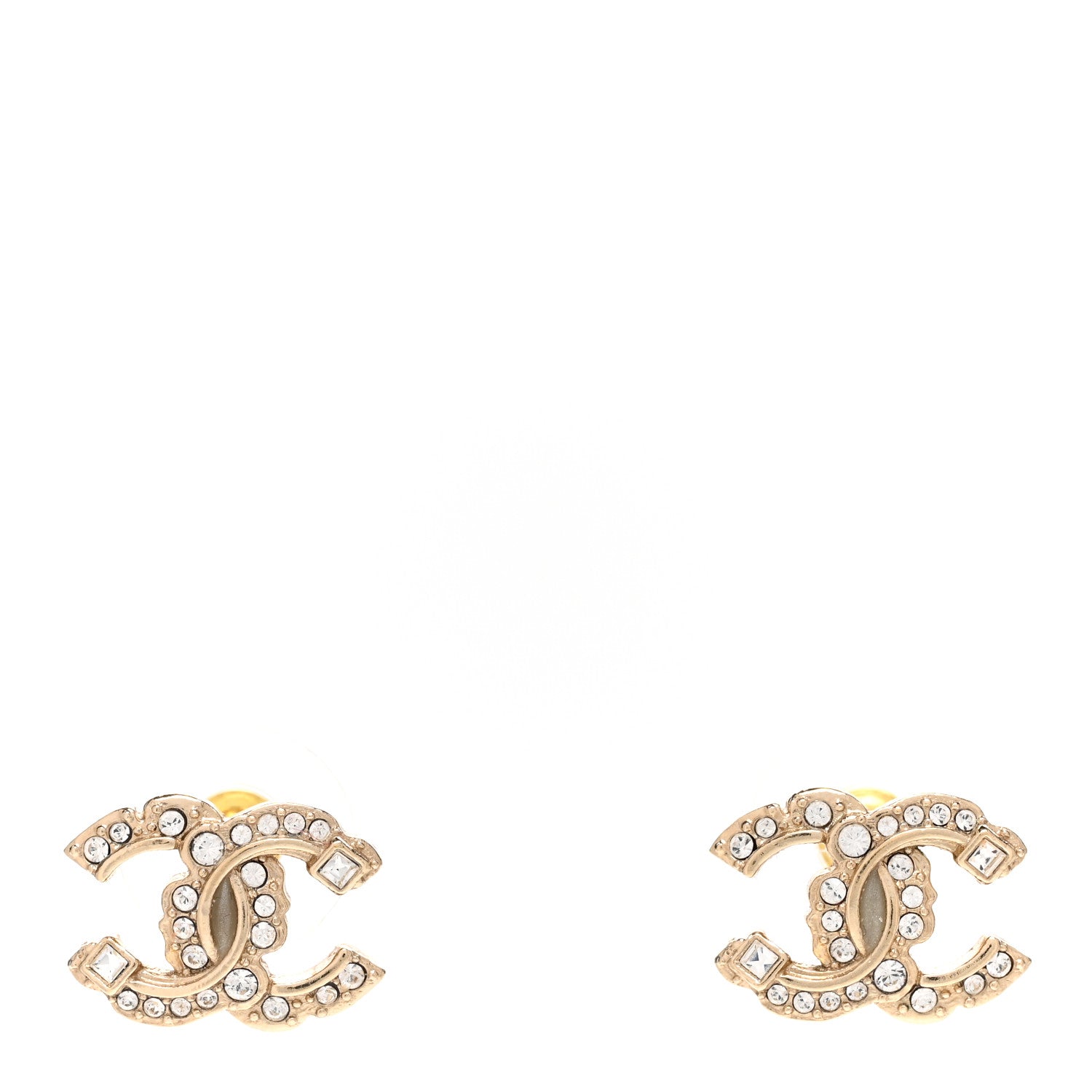 Chanel Crystal CC Earrings Gold 1 of 5
