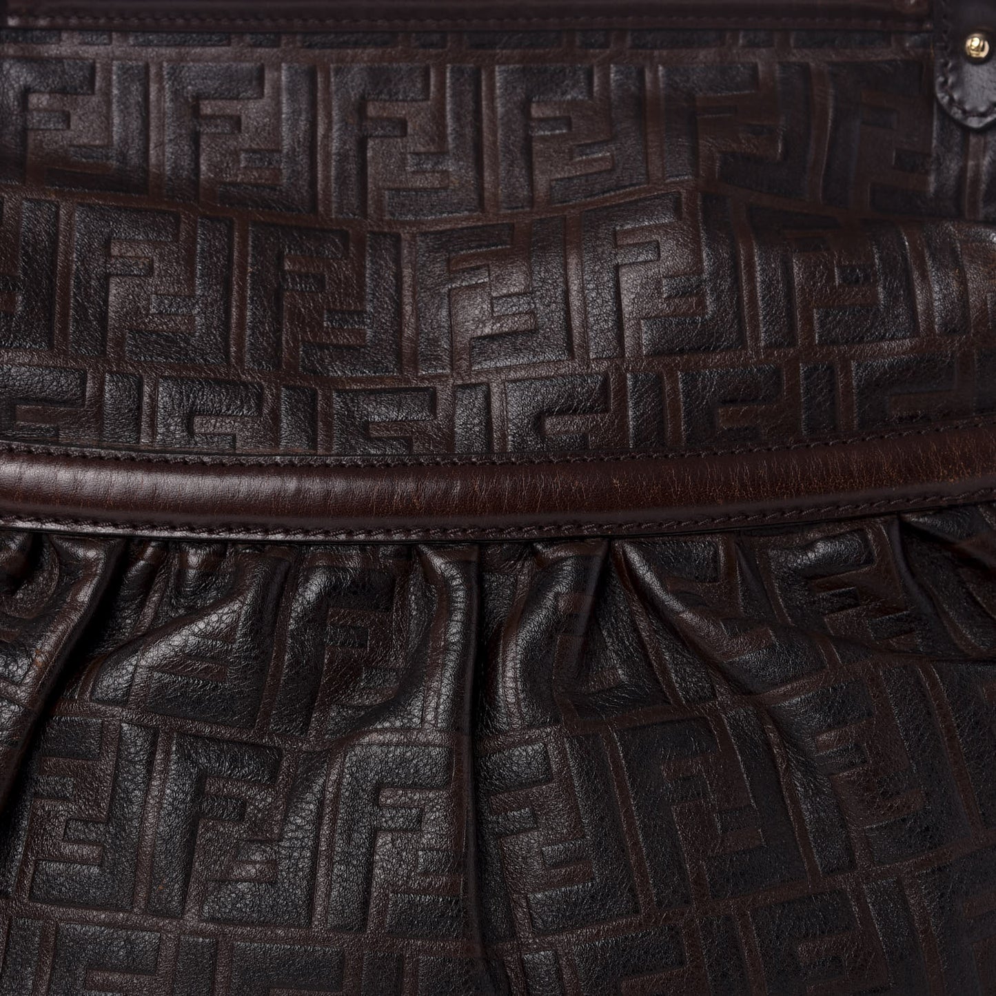 Vitello Bottalato FF Embossed Large Chef Shopper Tote Chocolate