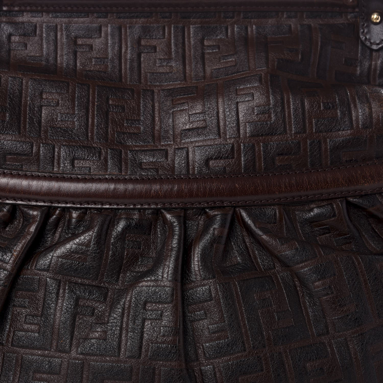 Fendi Vitello Bottalato FF Embossed Large Chef Shopper Tote Chocolate 7 of 11
