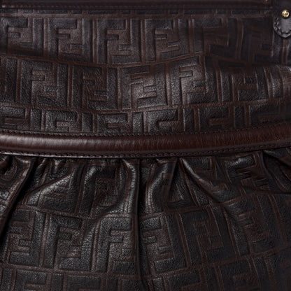 Fendi Vitello Bottalato FF Embossed Large Chef Shopper Tote Chocolate 7 of 11
