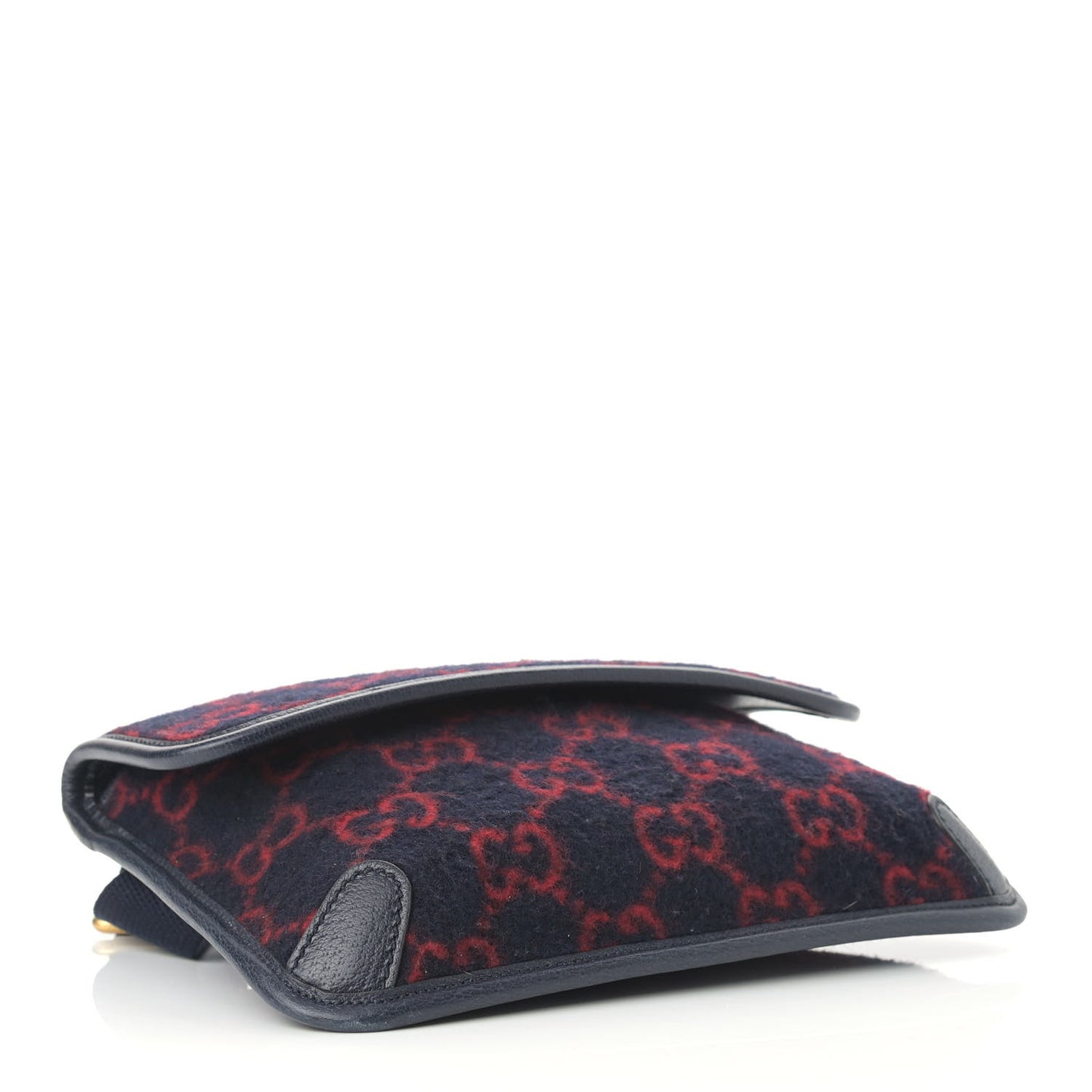 Covered Wool GG Monogram Slim Belt Bag Navy Red