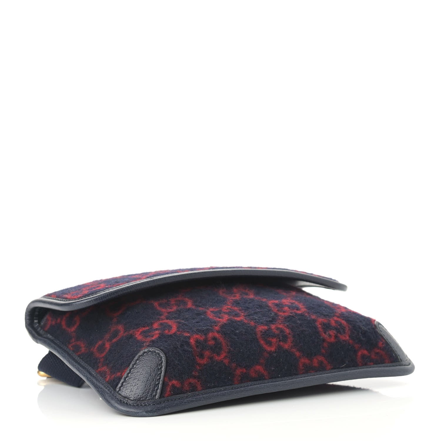 Gucci Covered Wool GG Monogram Slim Belt Bag Navy Red 3 of 10