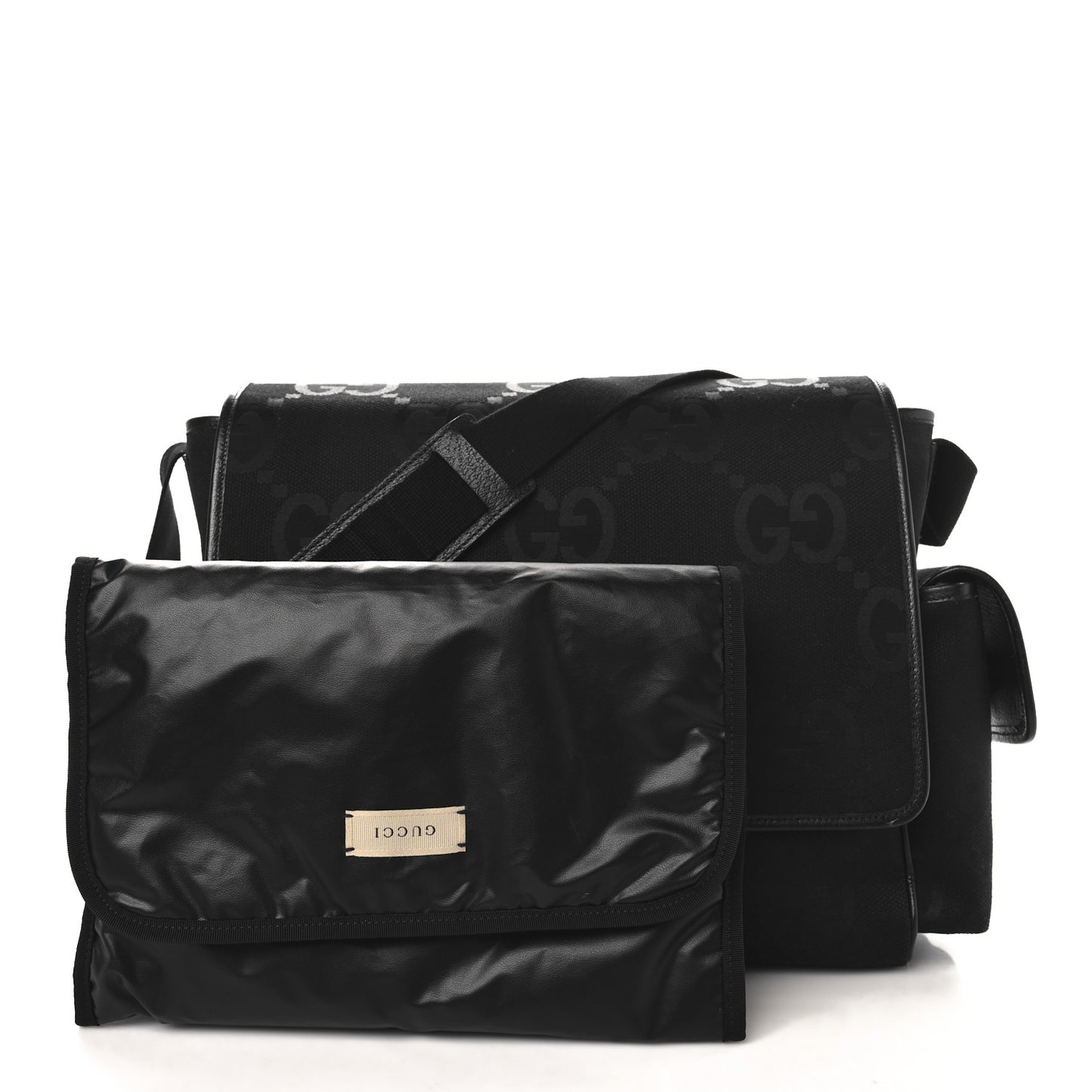 Canvas Monogram Jumbo GG Messenger Diaper Bag Black