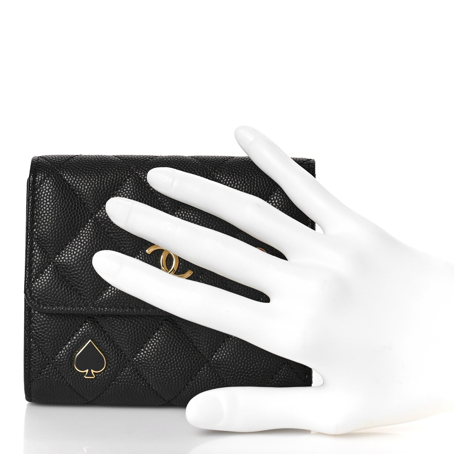 Chanel Caviar Quilted Enamel Coco Casino Compact Flap Wallet Black 2 of 10