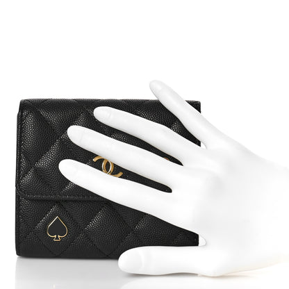 Chanel Caviar Quilted Enamel Coco Casino Compact Flap Wallet Black 2 of 10