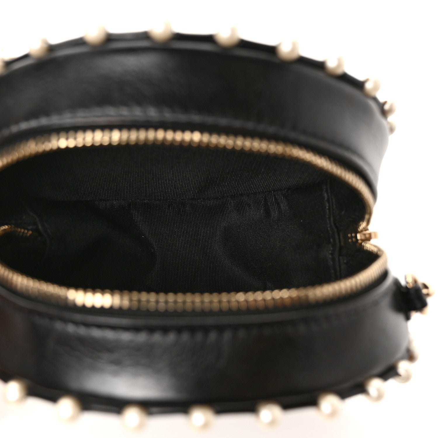 Chanel Calfskin Quilted Pearl Round Clutch With Chain Black 5 of 10