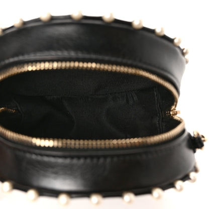 Chanel Calfskin Quilted Pearl Round Clutch With Chain Black 5 of 10