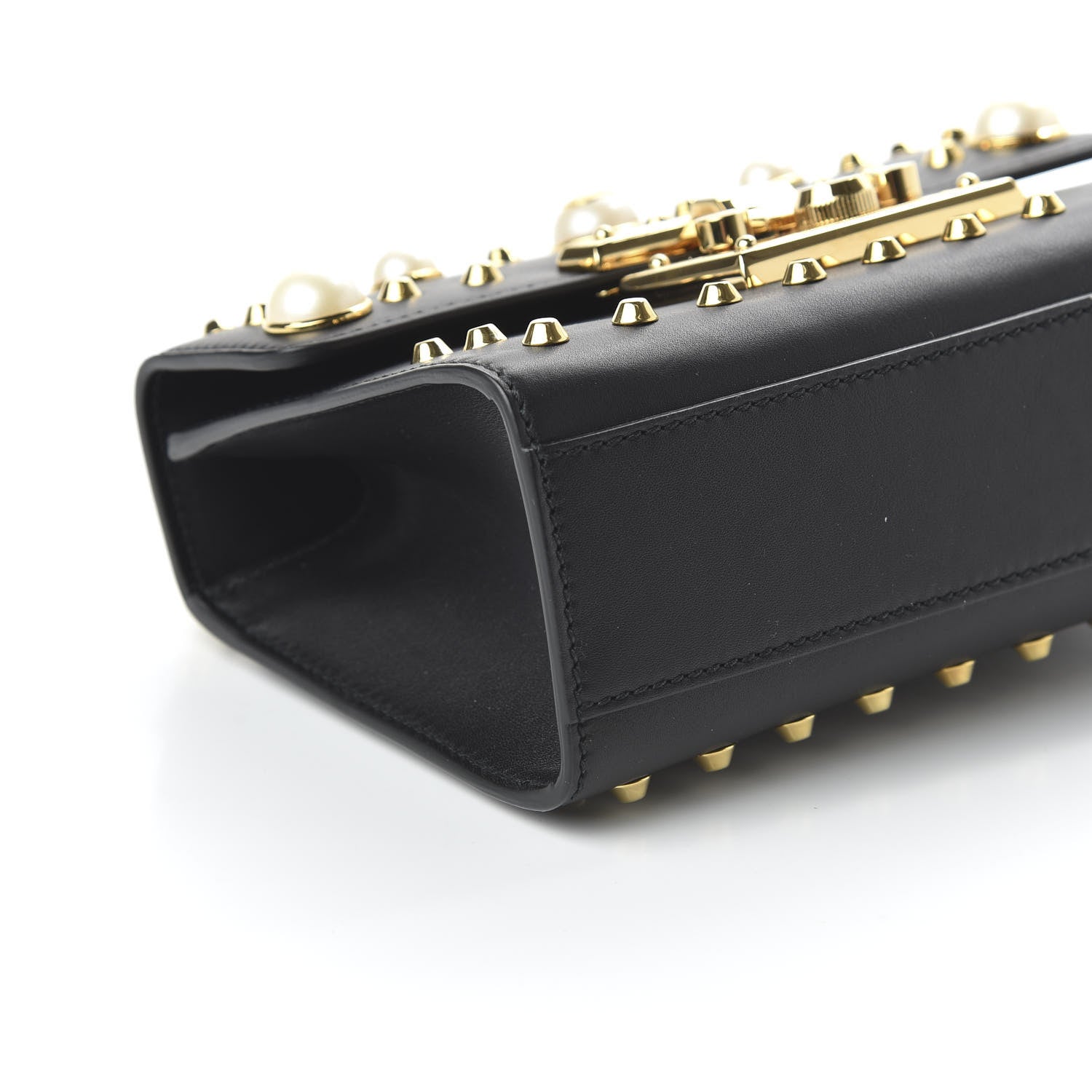 Gucci Calfskin Studded Small Padlock Shoulder Bag Black 6 of 10