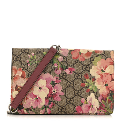 Gucci GG Supreme Monogram Blooms Chain Wallet Beige Multicolor Dry Rose 1 of 13