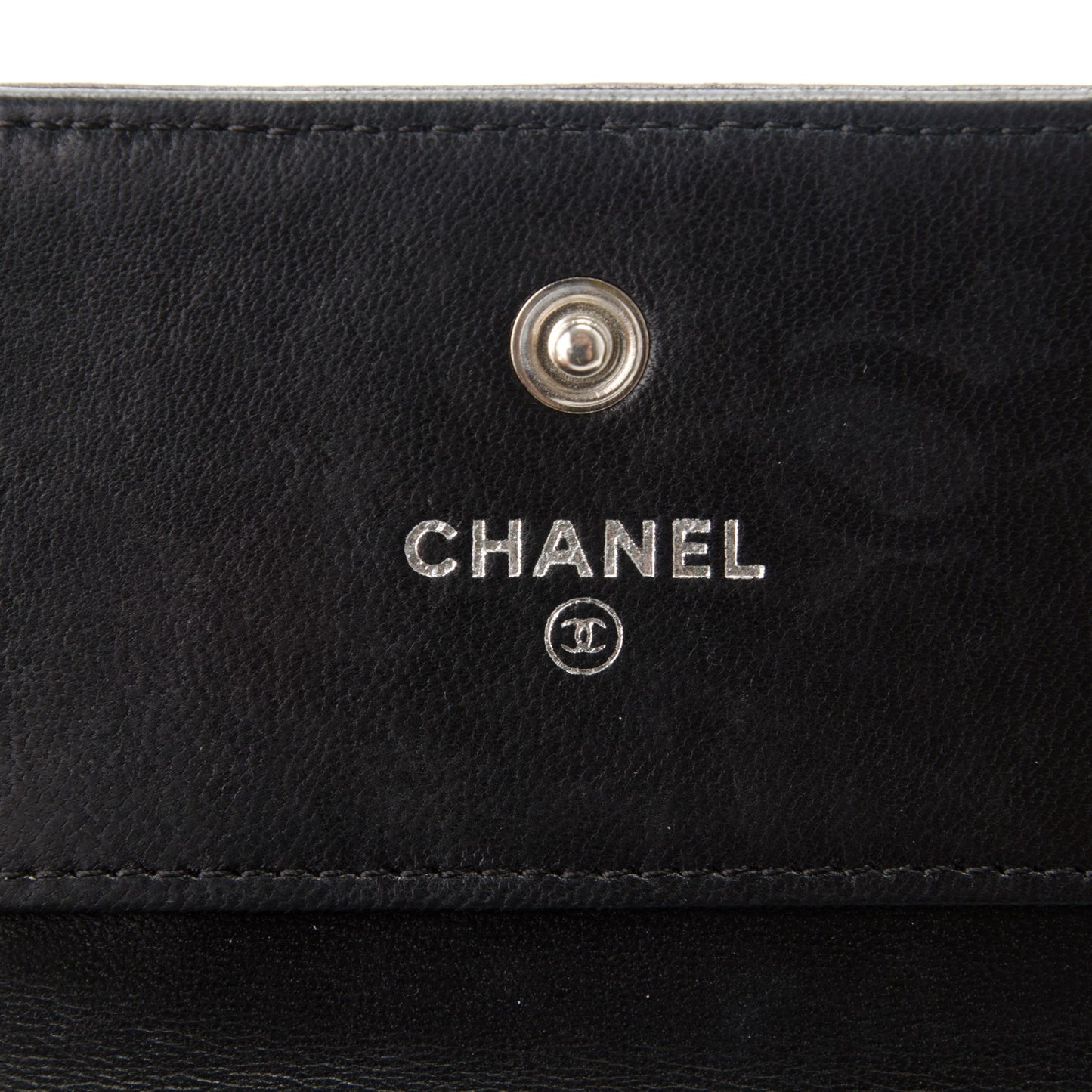 Lambskin Embossed Camellia French Wallet Black