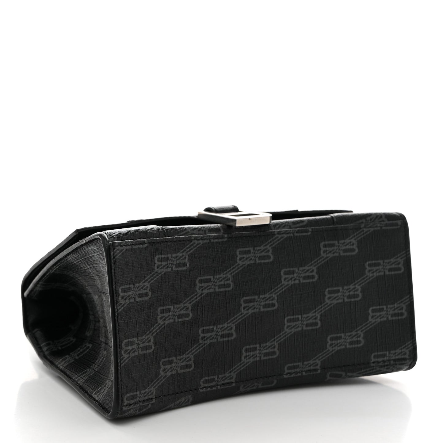Coated Canvas BB Monogram Small Hourglass Top Handle Bag Black Grey