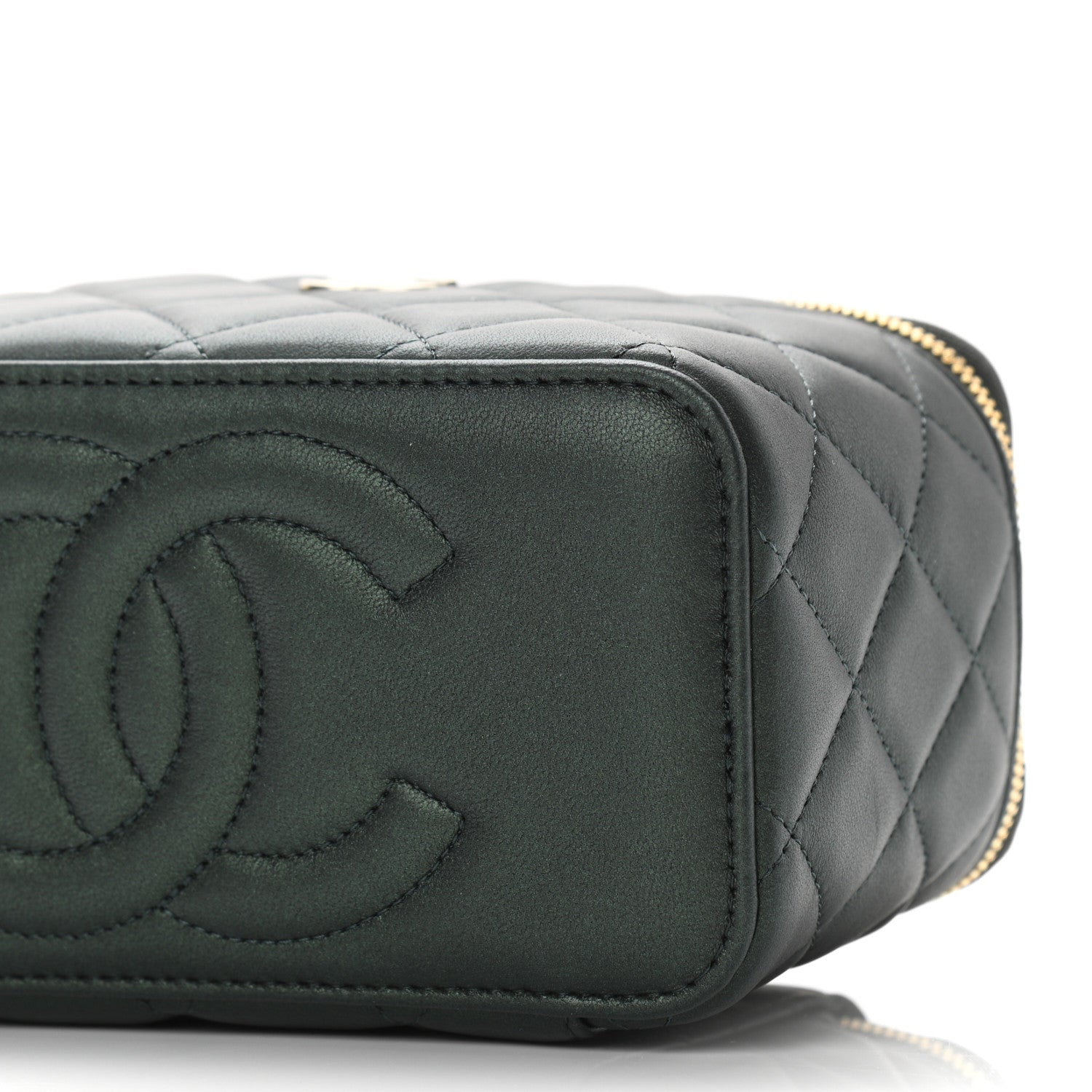 Chanel Iridescent Lambskin Quilted Small Top Handle Vanity Case With Chain Green 10 of 11