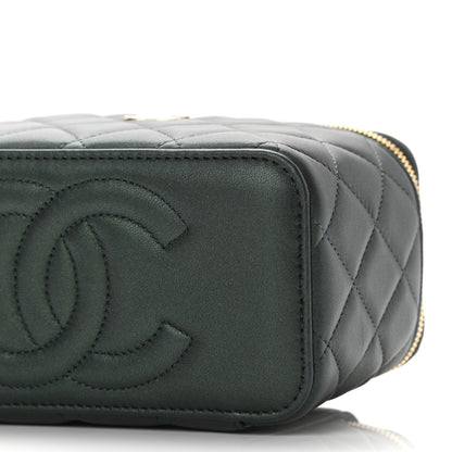 Chanel Iridescent Lambskin Quilted Small Top Handle Vanity Case With Chain Green 10 of 11
