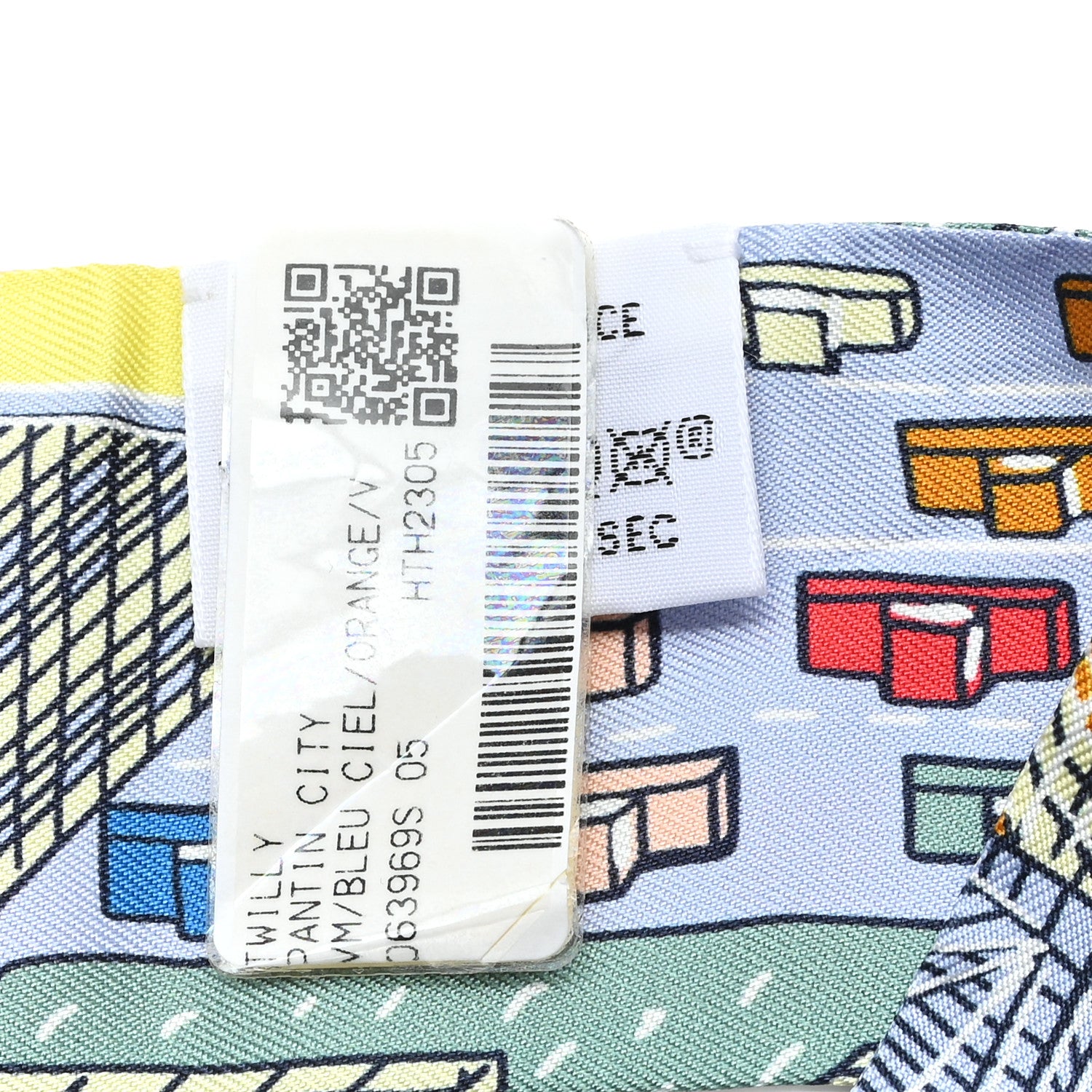 Hermes Silk Pantin City Twilly Bleu Ciel Orange Vert 3 of 3