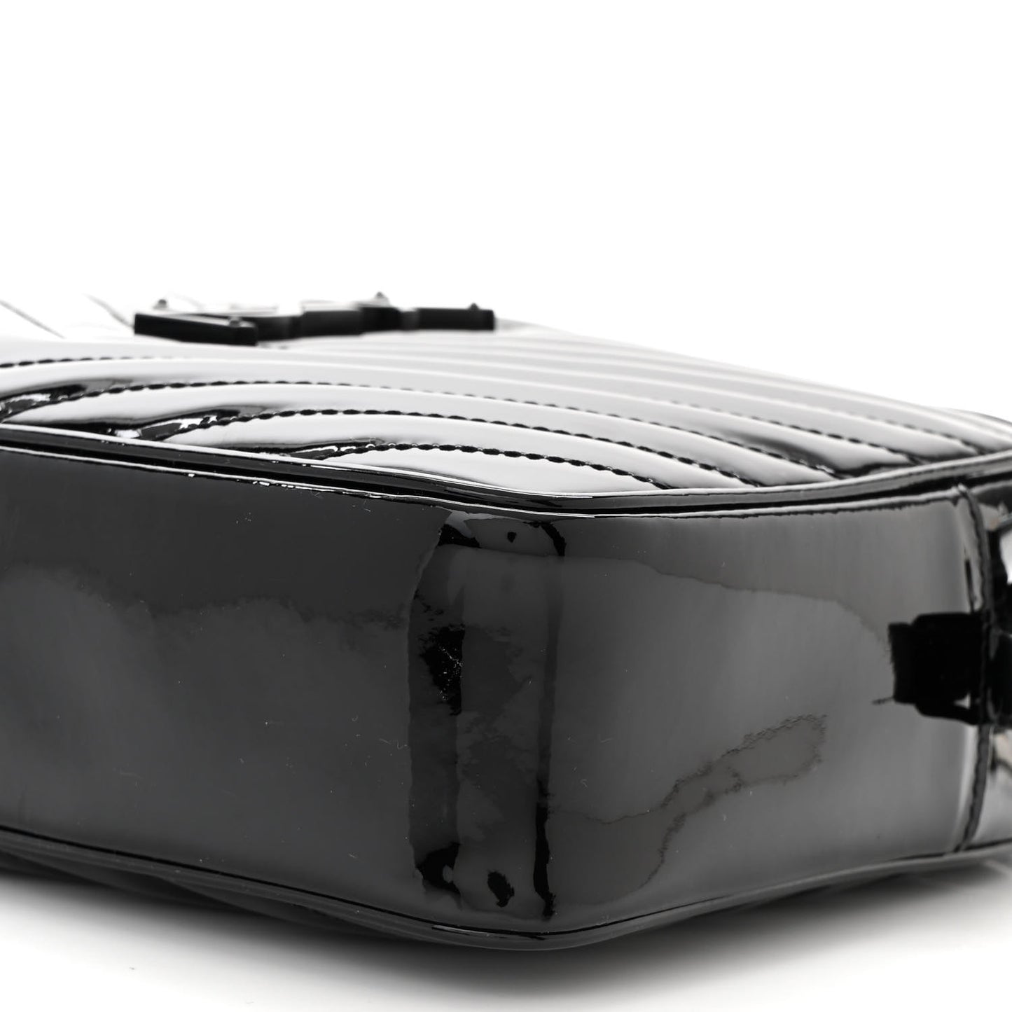 Patent Calfskin Matelasse Monogram Lou Camera Bag Black