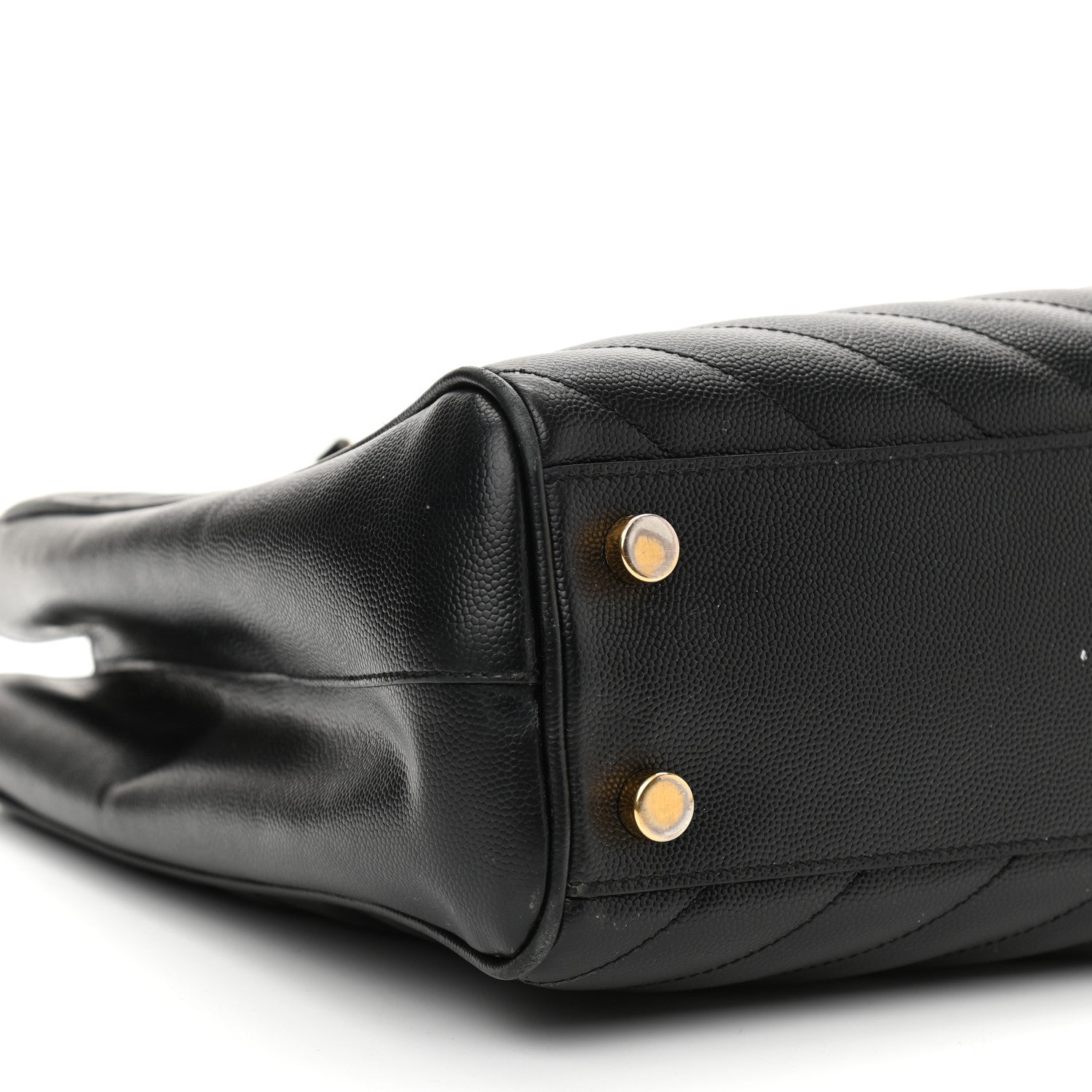 Saint Laurent Grain De Poudre Matelasse Chevron Monogram Shopping Bag Black 9 of 13