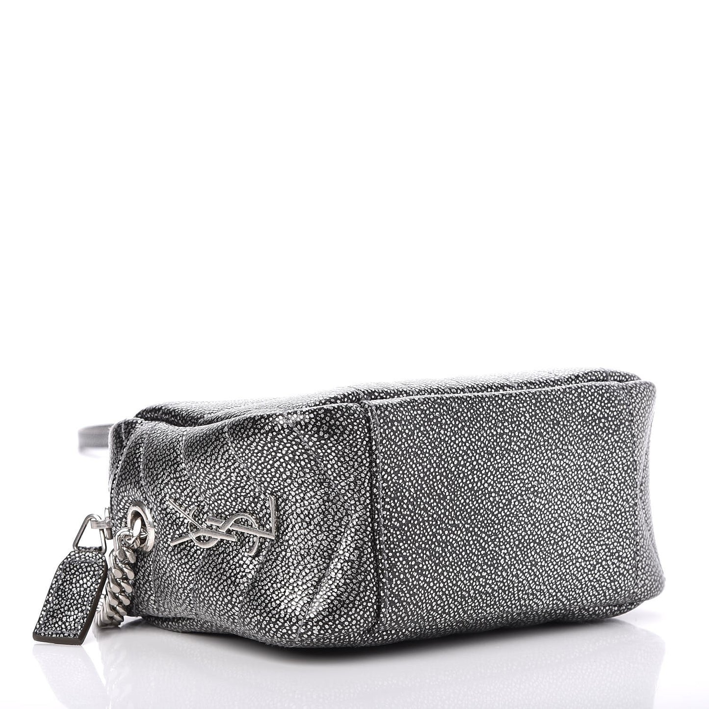 Metallic Grain De Poudre Y Quilted Monogram Mini Loulou Camera Bag Gun Metal