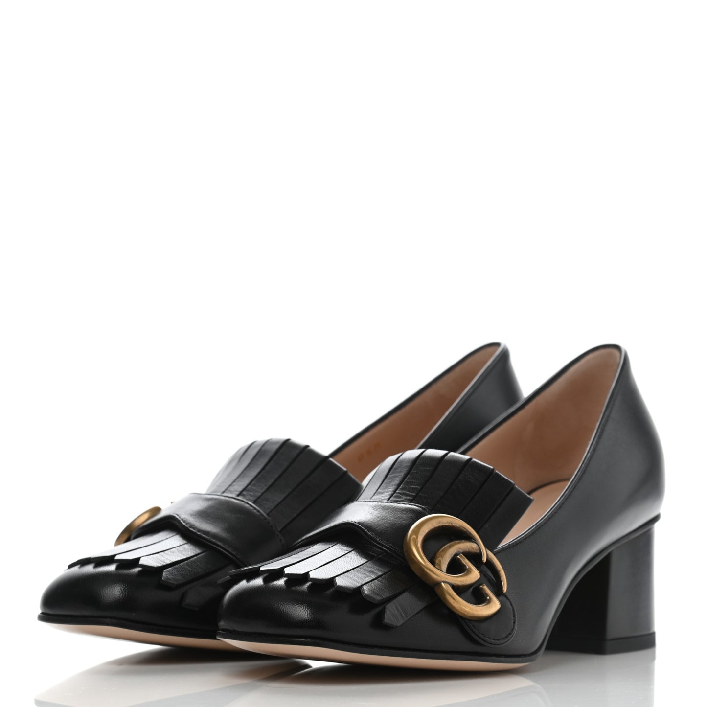 Malaga Kid GG Marmont Fringe 50mm Loafer Pumps 35 Black