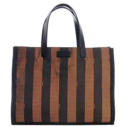 Fendi Canvas Pequin Small Shopping Tote Tobacco 1 of 12