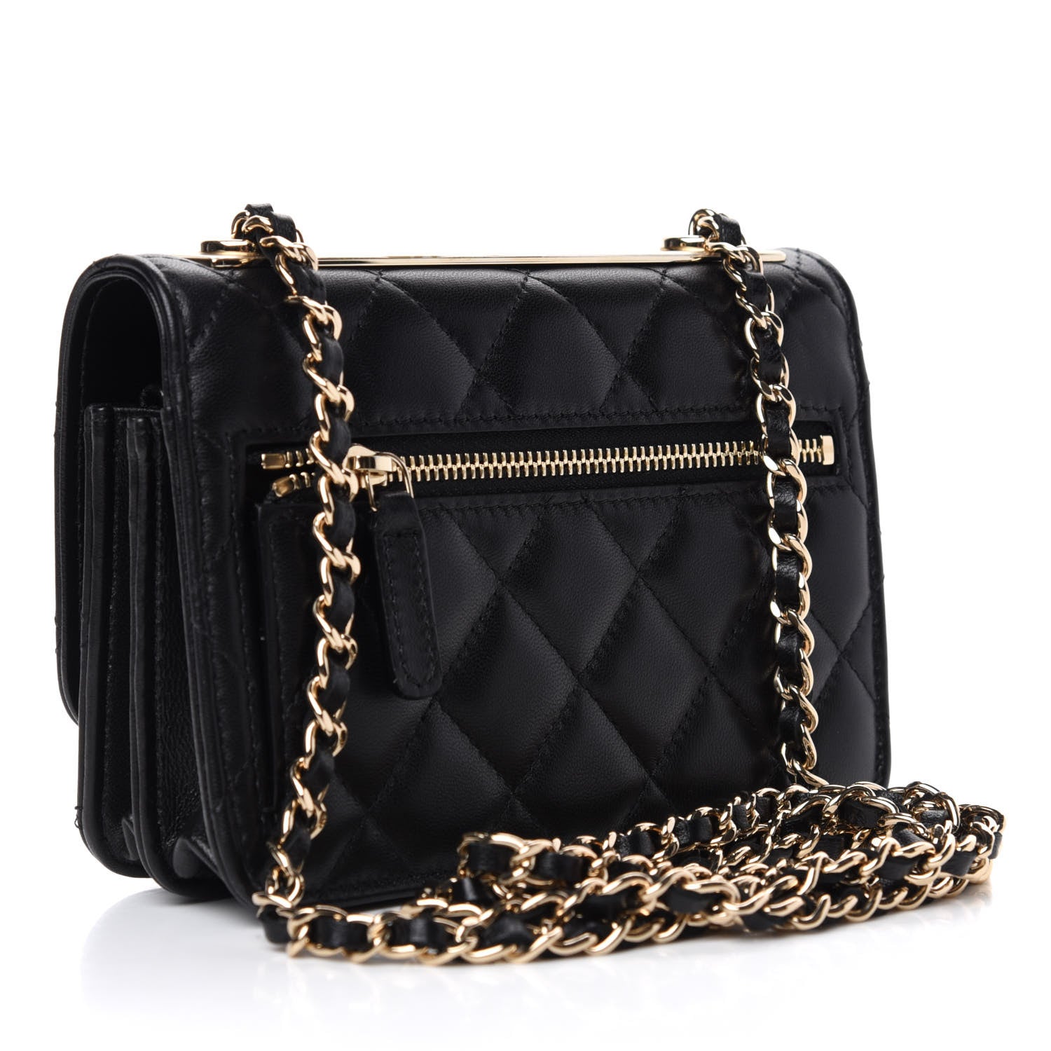 Chanel Lambskin Quilted Mini Trendy CC Wallet On Chain WOC Black 3 of 8