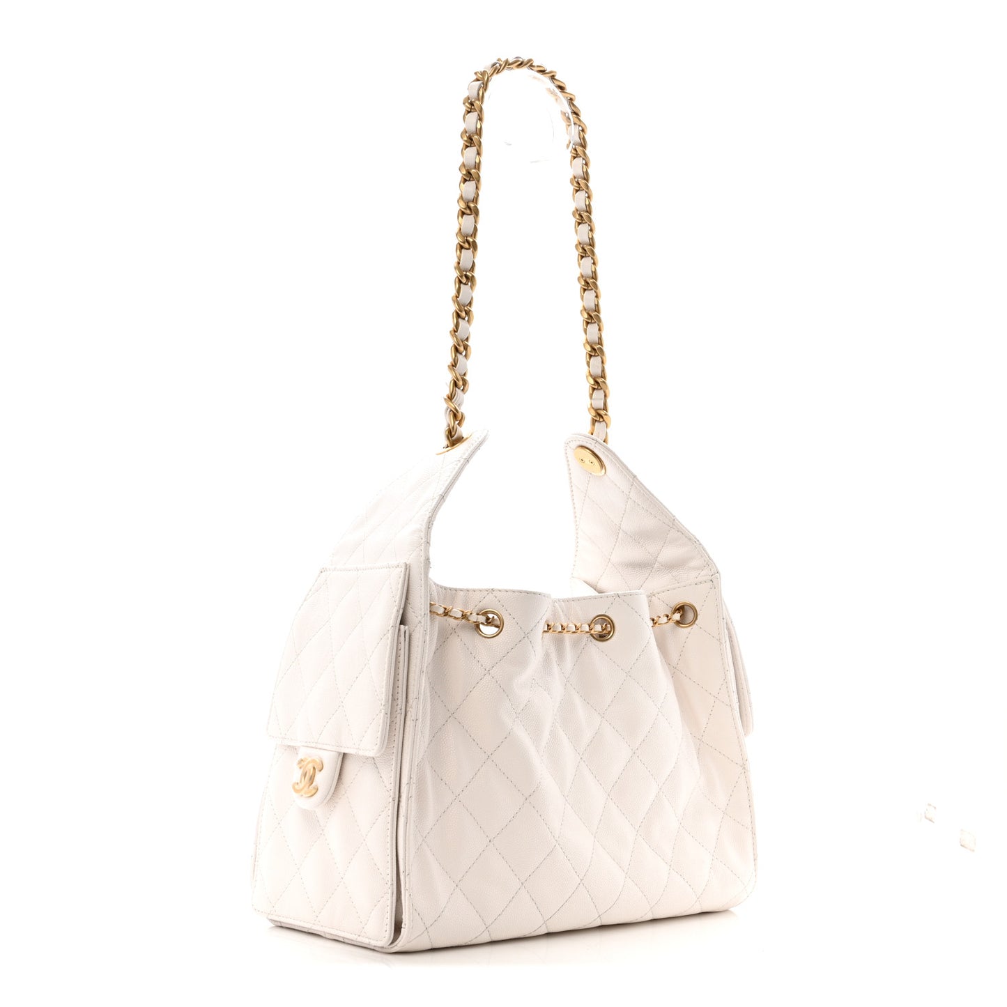 Caviar Quilted Small Chanel 25 Handbag White