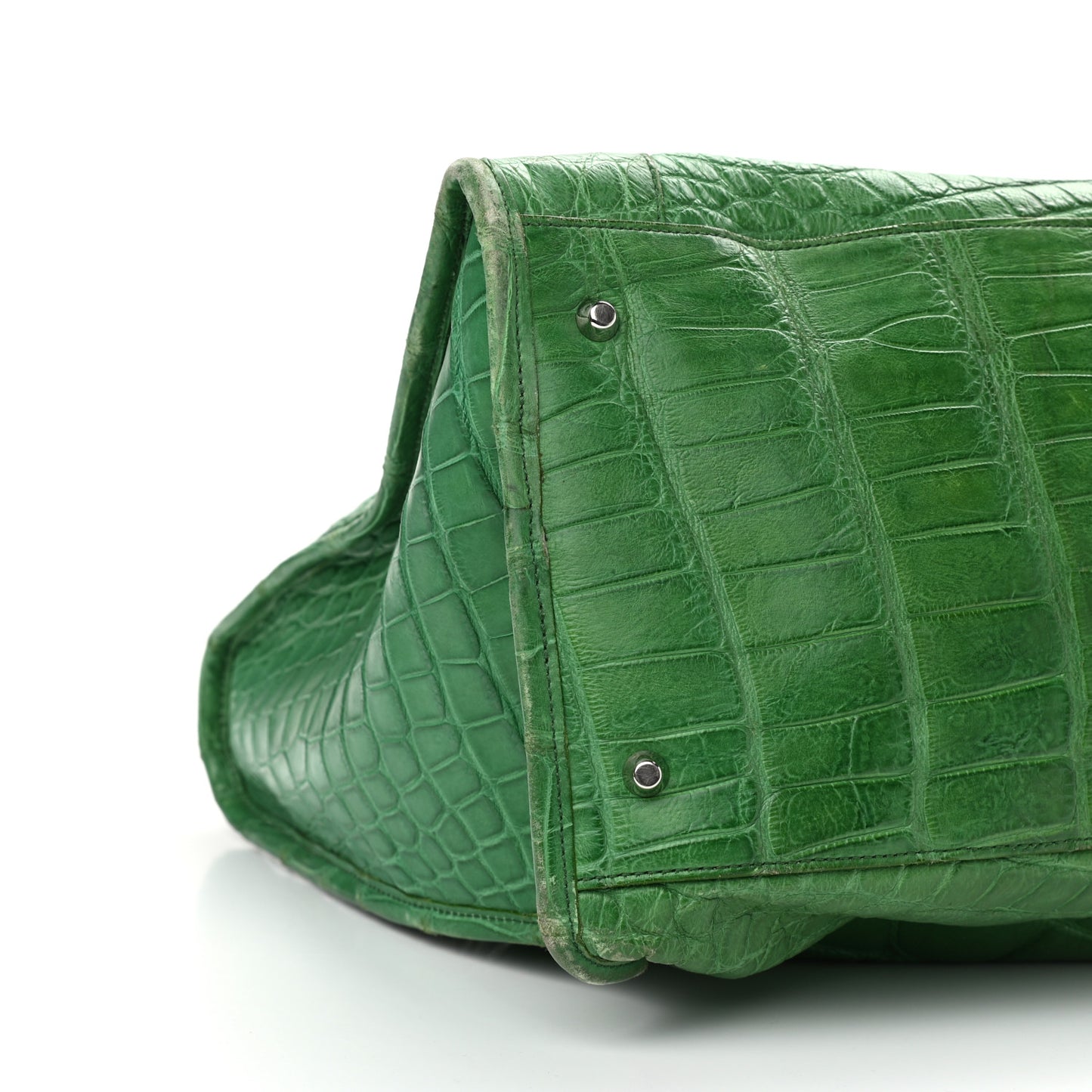 Crocodile Classic Silver Hardware Work Green