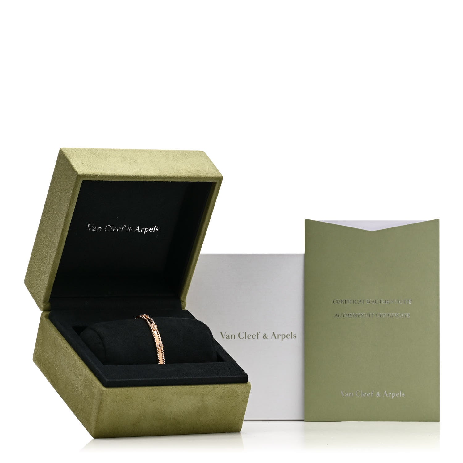 Van Cleef & Arpels 18K Rose Gold Diamond Perlee Sweet Clovers Bracelet M 4 of 4