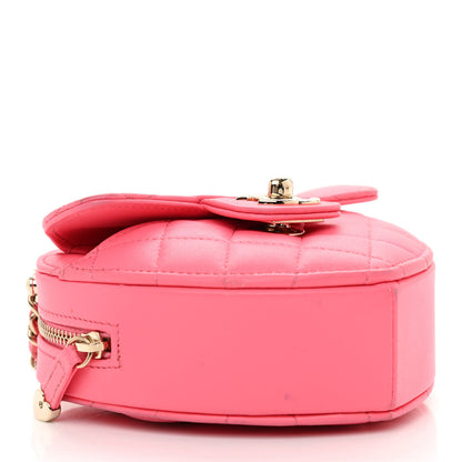 Chanel Lambskin Quilted CC In Love Heart Clutch With Chain Pink 4 of 13