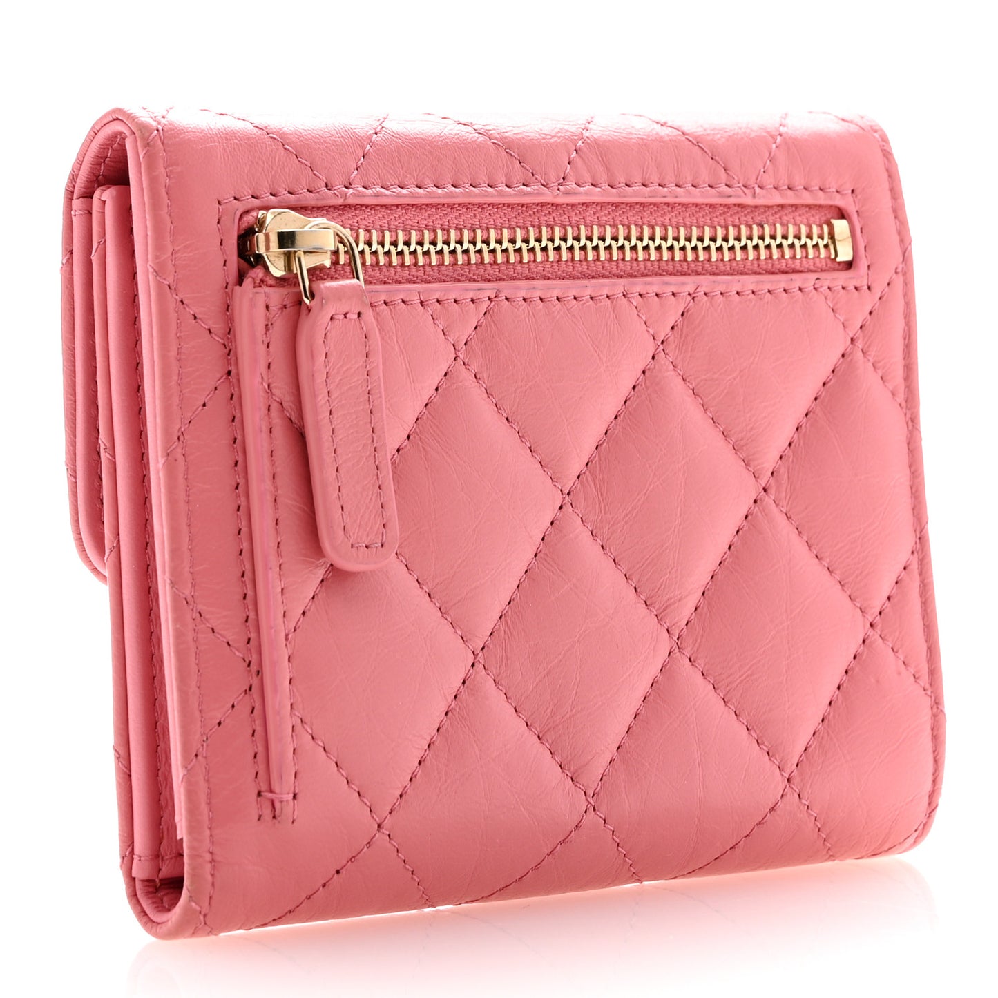 Aged Calfskin Quilted Reissue Compact Wallet Pink