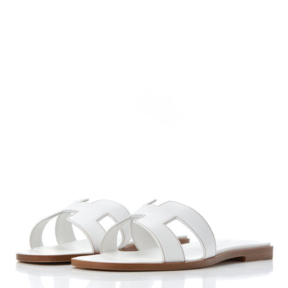 Hermes Box Calfskin Oran Sandals 36.5 White 3 of 16